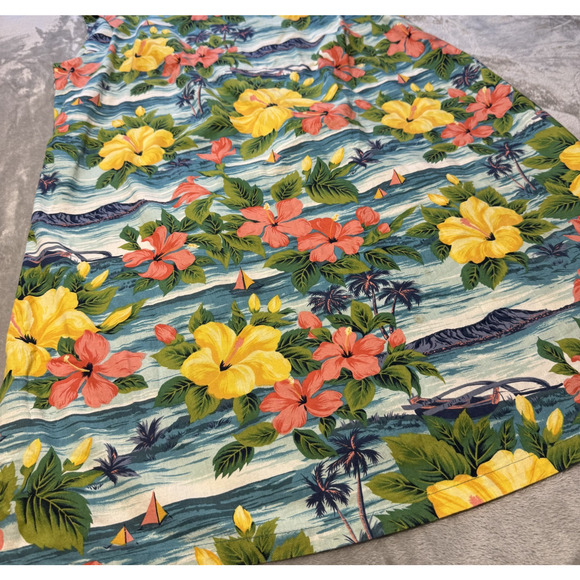 Vintage 70s Shannon Marie Of Hawaii Tropical Cotton Sundress Made in USA XL - Picture 3 of 9